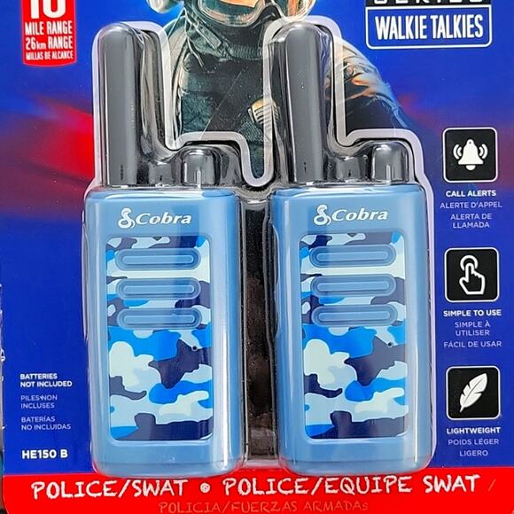 Cobra Hero Series Police/Swat Blue Camo Walkie Talkies Up to 16 Mile Range (NIB) - Picture 10 of 10
